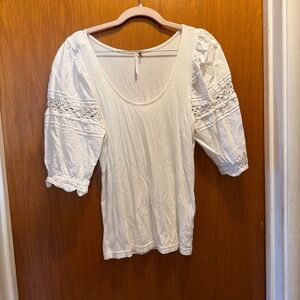 Free People Blouse with Crochet Sleeves